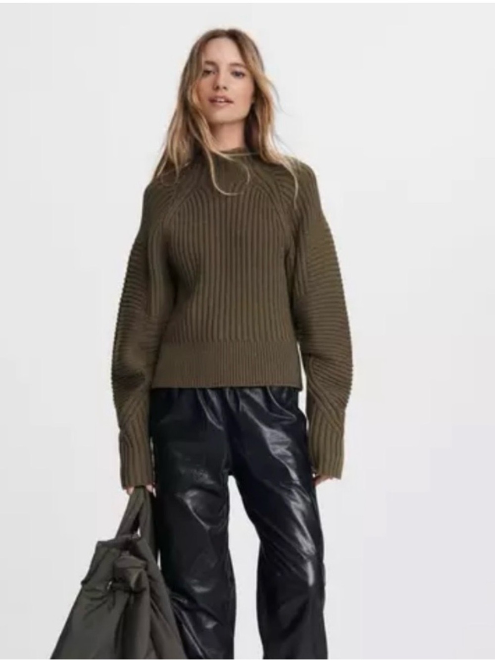Rag & Bone 100% wool mock neck sweater dark green size M